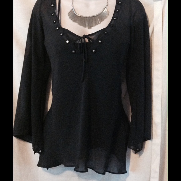Victoria's Secret Sheer Black Boho Top.