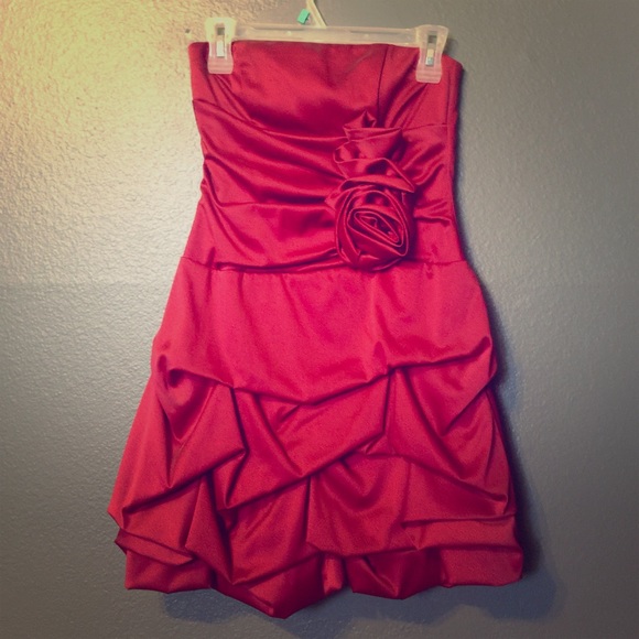 Red silky formal dress