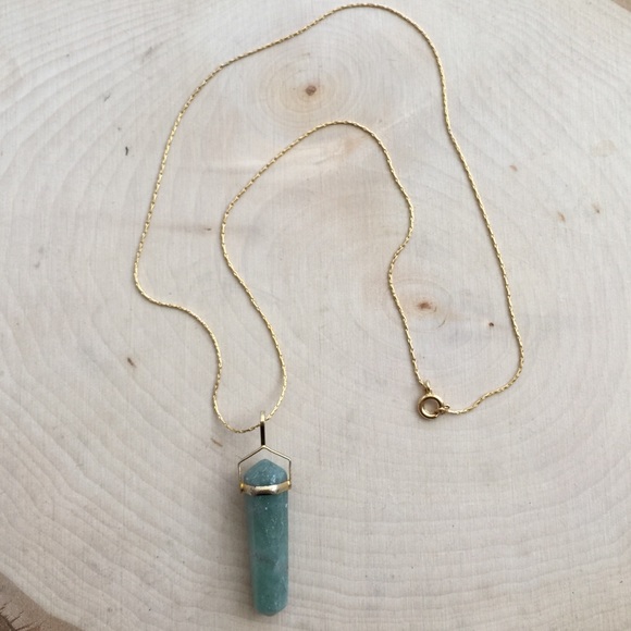 Green Aventurine 14K Gold Plated Necklace - Picture 2 of 4