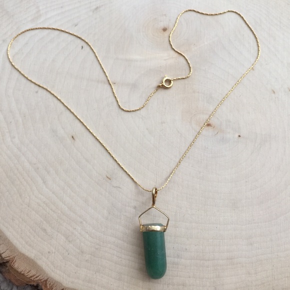 Green Aventurine 14K Gold Plated Necklace - Picture 3 of 4