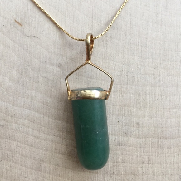 Green Aventurine 14K Gold Plated Necklace - Picture 4 of 4