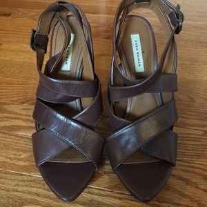 Zara brown leather heels