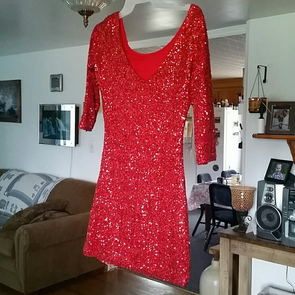Red sequin dress