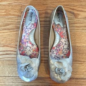 Born gold metallic flats with flower