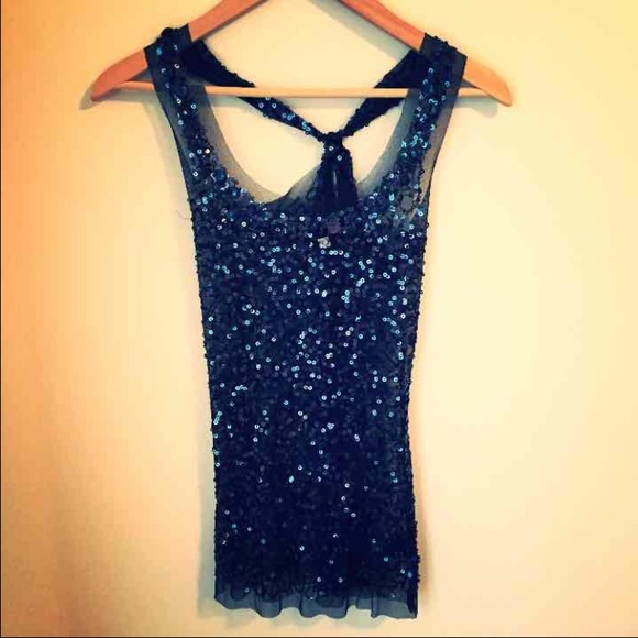 Navy sequin tank size small
