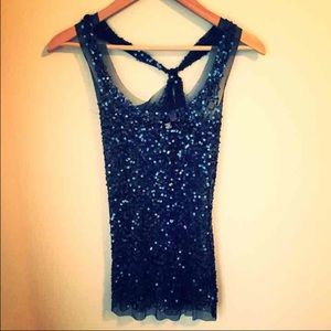 Navy sequin tank size small