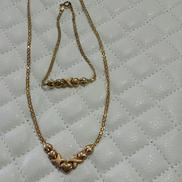 X and Hearts Necklace and Bracelet Set