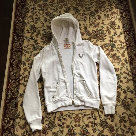 True Religion White Hooded Sweatshirt