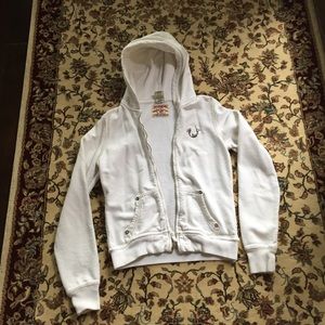 True Religion White Hooded Sweatshirt