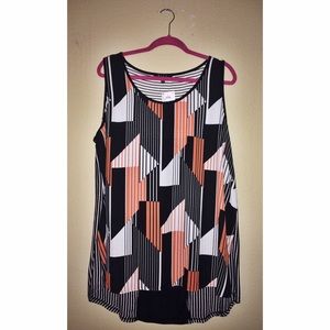 🍊 Orange, Black, & White Geometric Top 🍊