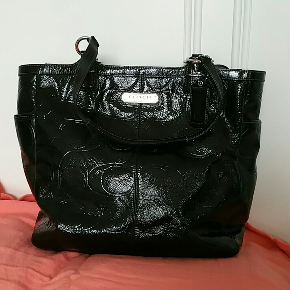 Coach black patent leather bag