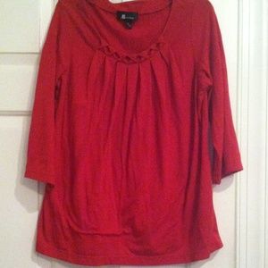 AB Studio brand 3/4 length red blouse