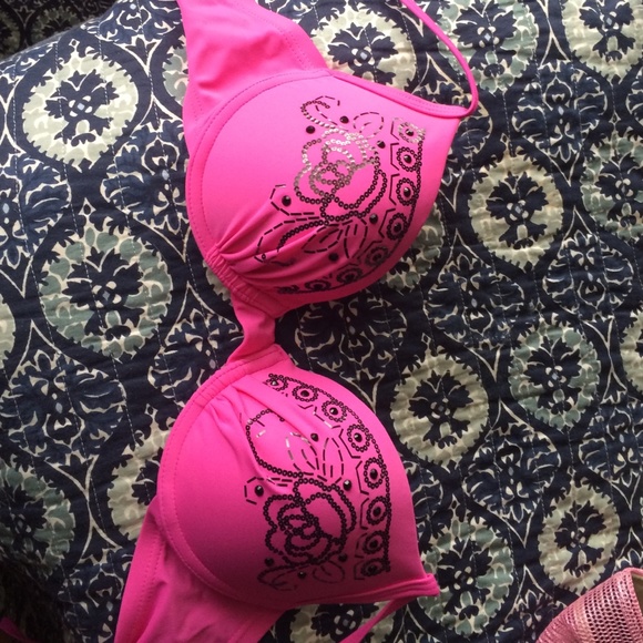 PINK Victoria's Secret Tops - Pink Push Up Swimsuit Top 34B