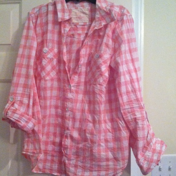 Pink & white plaid shirt