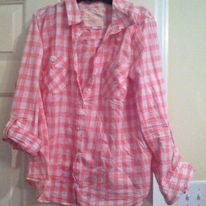Pink & white plaid shirt