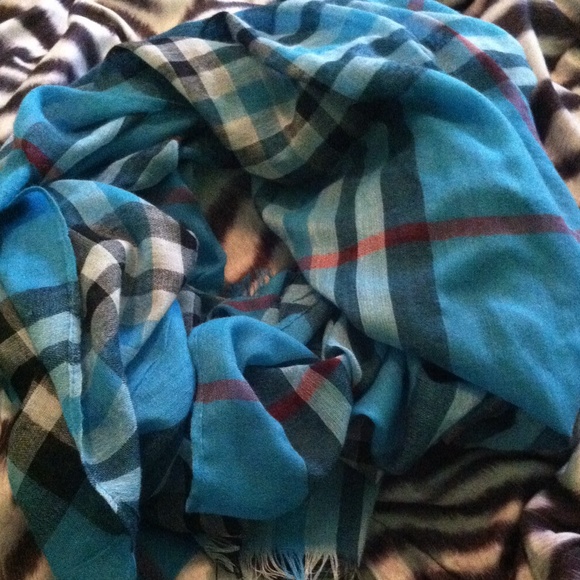 Blue plaid scarf