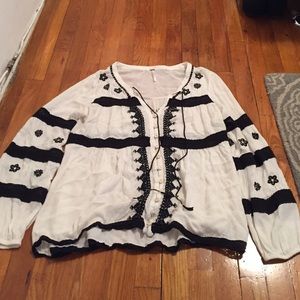 Free people white and black shirt