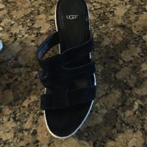 Ugh black suede wedges.