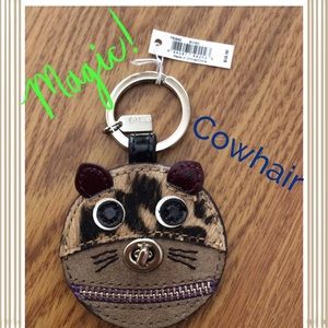COACH NWT MOTIF SUEDE CAT MOTIF KEYFOB