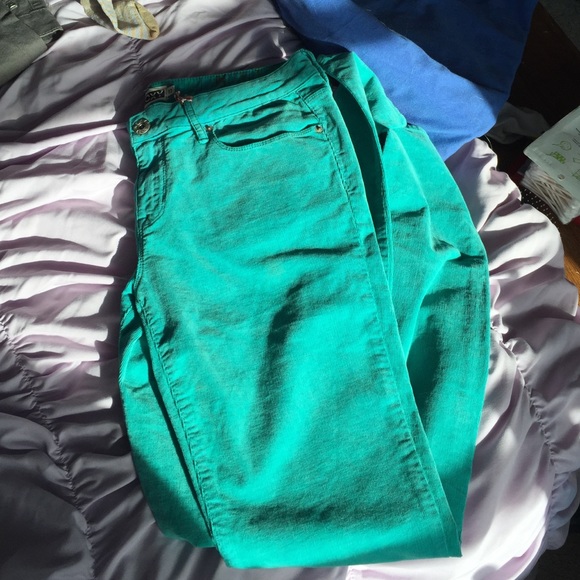 Teal  corduroy skinny jeans