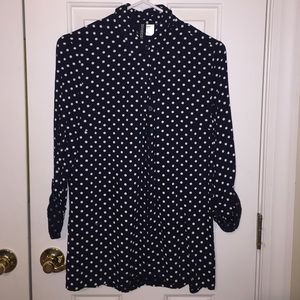 Navy blue polka dot button up
