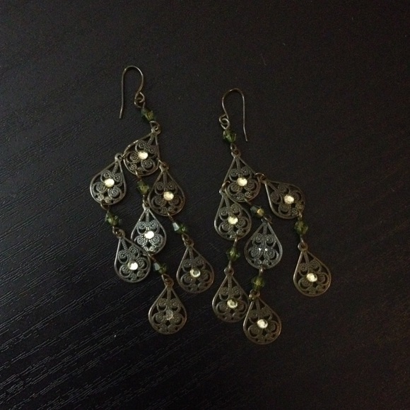 Green dangling earrings
