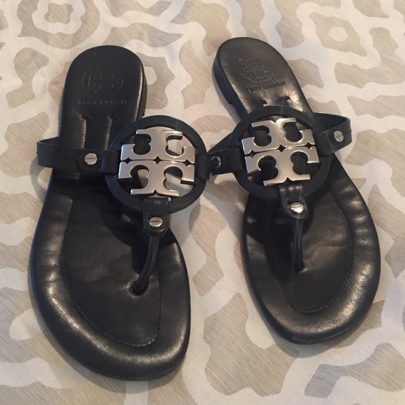 Tory Burch black and silver sandals