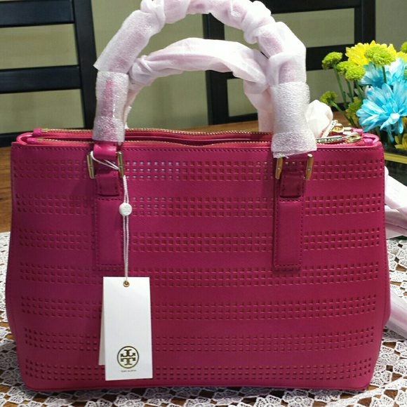 Tory burch robinson perf mini double zip tote - Picture 2 of 3