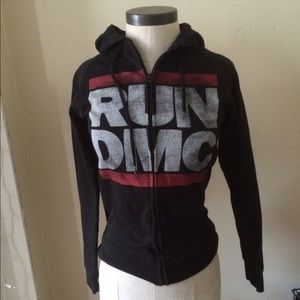 Run DMC black zip up hoodie