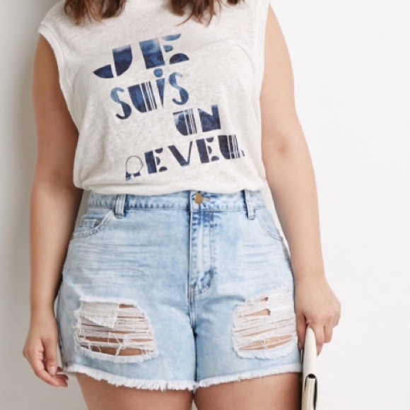 Distressed denim cut offs
