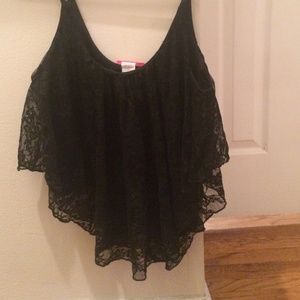 Black lace flowy crop top size large