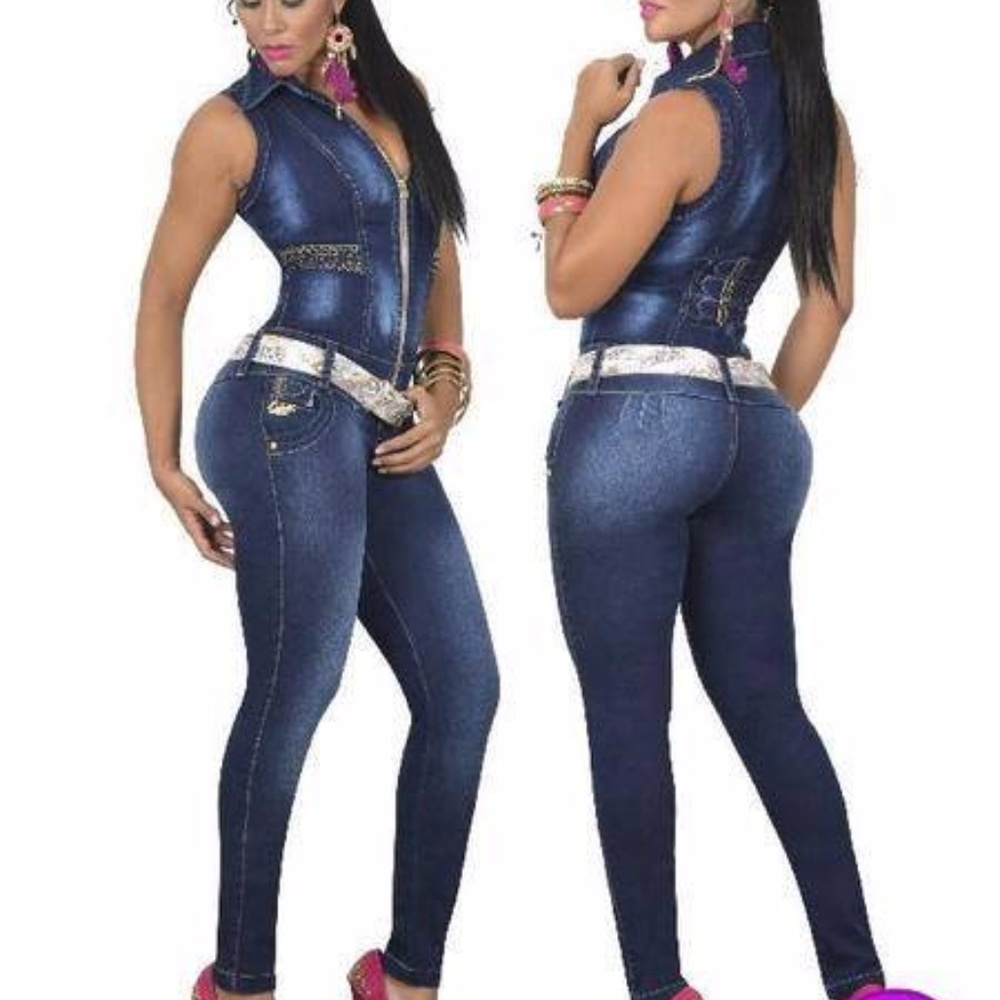 Dark denim levantacola jumper colombiano