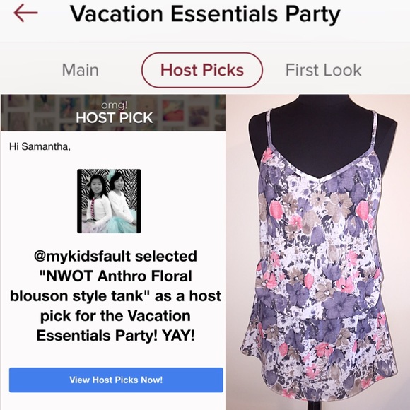 ✨HP✨NWOT Anthro 'Sugar Lips' Floral blouson tank - Picture 2 of 4