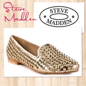 ️FINAL CUTSteve Madden gold glitter spiked loafers