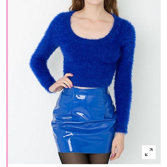 RARE hard to find blue vinyl mini skirt