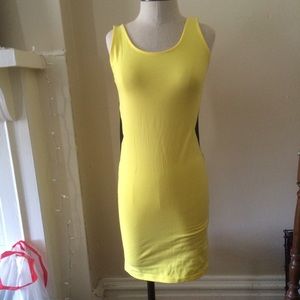 Yellow and black body con tank dress