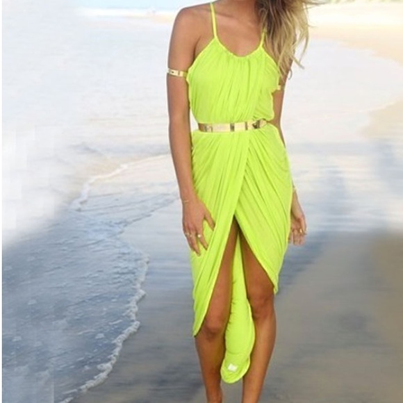 Boho summer beach sexy strap high split