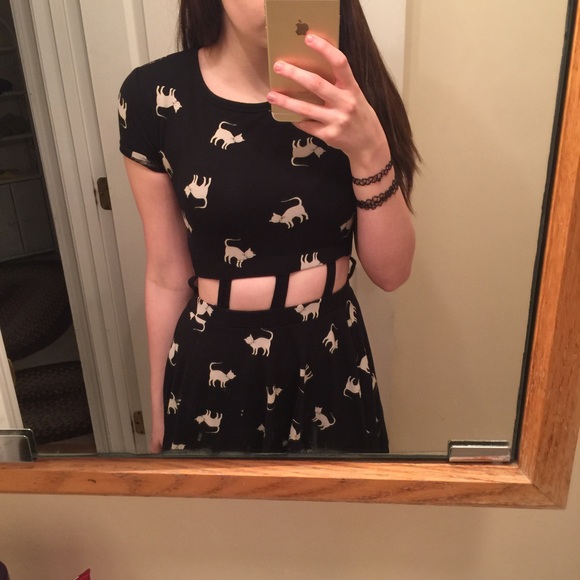 Black and white cat cut out dress