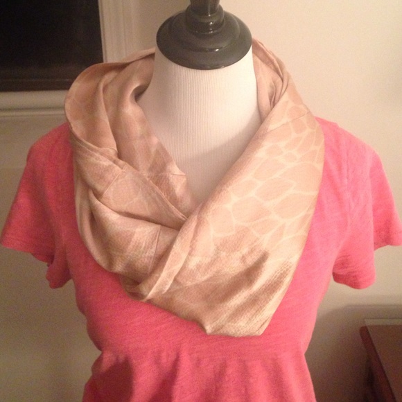 Pale pink and white infinity scarf