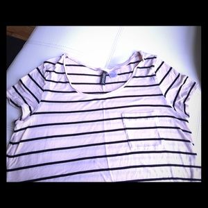 Divided cream & black striped viscose tshirt top