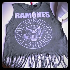 Divided Ramones fringed tank top, sz 6