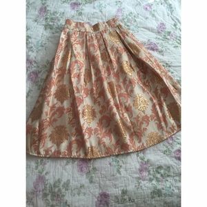 Beautiful Damask Peach and Gold Knee-Length Skirt