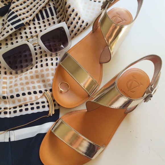 VC Signature Shoes - KEEPING Metallic Asymmetrical Strap Sandals