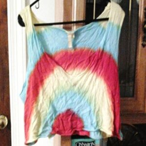 Rainbow tie dye top medium crop