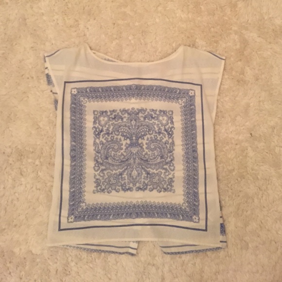 Blue and white blouse