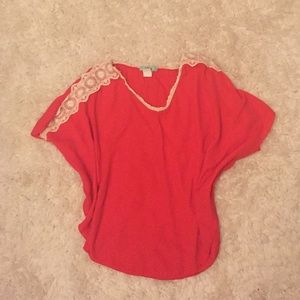 Red and crochet top