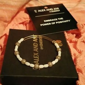 Alex and ani white and gray beaded