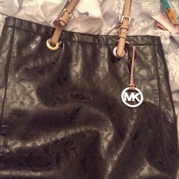 Black shiny MK print authentic Micheal Kors purse