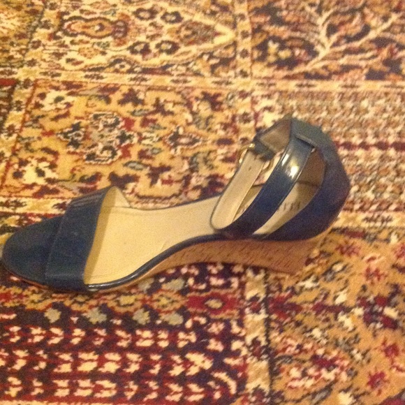 Navy blue Eileen Tracy cork heel sandals