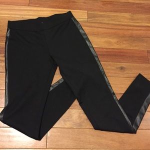 Black Leggings with Leather side trim
